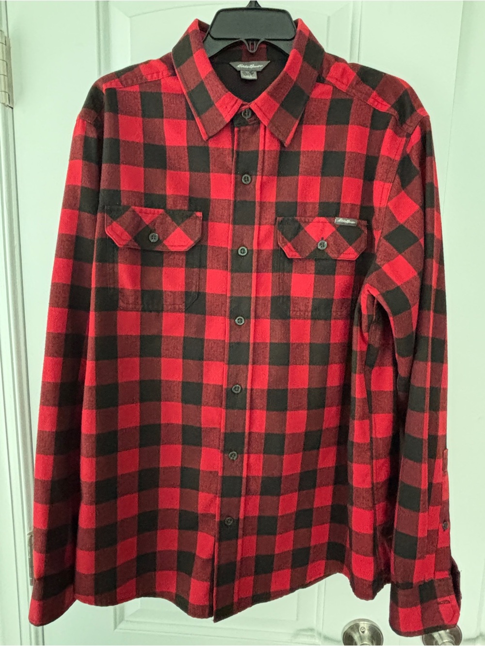 Eddie Bauer Red and Black Buffalo Check Button-Down Shirt